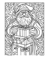 santa claus coloração página. Natal coloração página. santa cláusula esboço grampo arte vetor