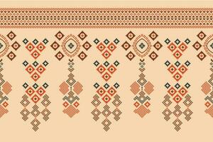 étnico geométrico tecido padronizar Cruz ponto.ikat bordado étnico oriental pixel padronizar Castanho creme fundo. resumo,vetor,ilustração. textura,quadro,decoração,motivos,seda papel de parede. vetor