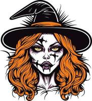 dia das Bruxas bruxa vestindo uma chapéu ilustração vetor