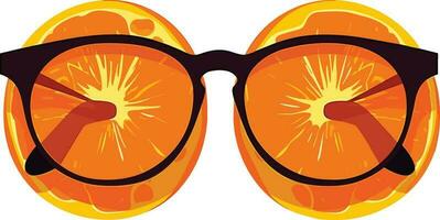 recentemente cortar citrino fruta e à moda óculos em branco fundo, olho óculos com laranjas ilustração vetor