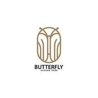 bonita borboleta logotipo. dourado borboleta dentro uma círculo dentro simples minimalista linha arte monoline estilo. vetor ícone ilustração
