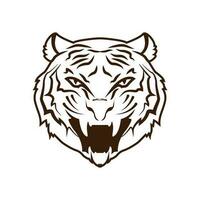 tigre cabeça simples linha ilustração do perfil e frente visualizar, adequado Como uma tatuagem ou Esportes equipe mascote, logotipo ou emblema Projeto. eps vetor ilustração.