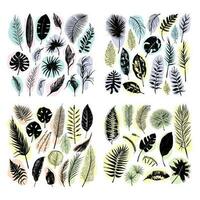 ilustração conjunto do tropical plantas e folhas, mão desenhado estilo, esboço esboço. vetor