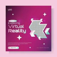 virtual realidade oficina poster bandeira modelo vetor