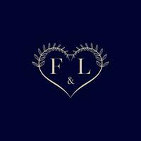 fl floral amor forma Casamento inicial logotipo vetor