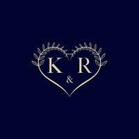 kr floral amor forma Casamento inicial logotipo vetor