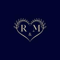 rm floral amor forma Casamento inicial logotipo vetor