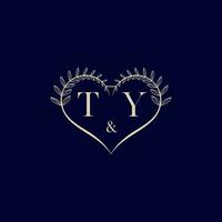 ty floral amor forma Casamento inicial logotipo vetor