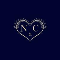 nc floral amor forma Casamento inicial logotipo vetor