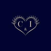 ci floral amor forma Casamento inicial logotipo vetor