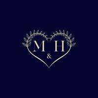 mh floral amor forma Casamento inicial logotipo vetor