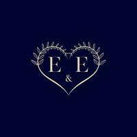 ee floral amor forma Casamento inicial logotipo vetor