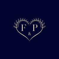 fp floral amor forma Casamento inicial logotipo vetor