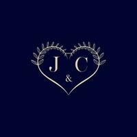 jc floral amor forma Casamento inicial logotipo vetor