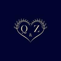 qz floral amor forma Casamento inicial logotipo vetor