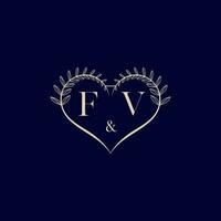 fv floral amor forma Casamento inicial logotipo vetor