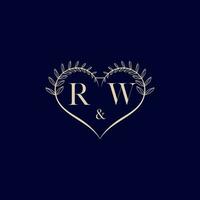 rw floral amor forma Casamento inicial logotipo vetor