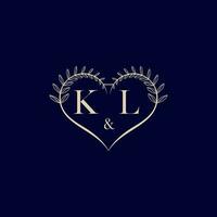 kl floral amor forma Casamento inicial logotipo vetor