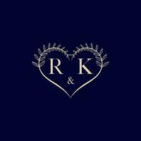 rk floral amor forma Casamento inicial logotipo vetor