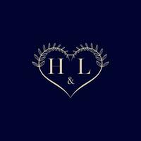 hl floral amor forma Casamento inicial logotipo vetor