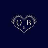 qb floral amor forma Casamento inicial logotipo vetor