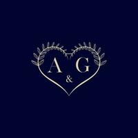 ag floral amor forma Casamento inicial logotipo vetor