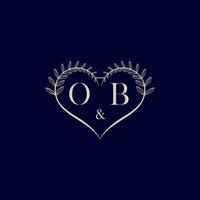 ob floral amor forma Casamento inicial logotipo vetor