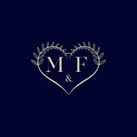 mf floral amor forma Casamento inicial logotipo vetor