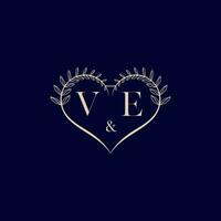ve floral amor forma Casamento inicial logotipo vetor