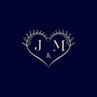 jm floral amor forma Casamento inicial logotipo vetor