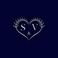 sv floral amor forma Casamento inicial logotipo vetor