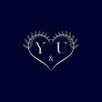 yu floral amor forma Casamento inicial logotipo vetor