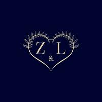 zl floral amor forma Casamento inicial logotipo vetor