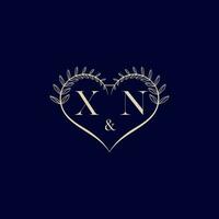 xn floral amor forma Casamento inicial logotipo vetor