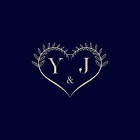 yj floral amor forma Casamento inicial logotipo vetor