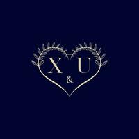 xu floral amor forma Casamento inicial logotipo vetor