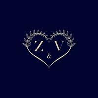 zv floral amor forma Casamento inicial logotipo vetor