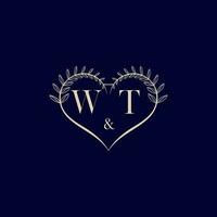 wt floral amor forma Casamento inicial logotipo vetor
