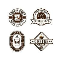 café fazer compras retro logotipo conjunto modelo coleta vetor