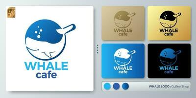 azul baleia vetor ilustração logotipo Projeto. em branco nome para inserir seu branding. projetado com exemplos para todos tipos do formulários. você pode usava para empresa, identidade, café comprar, restaurante.