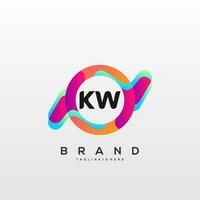 carta kw inicial logotipo vetor com colorida