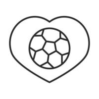 bola de futebol no coração ícone de estilo de linha torneio de esportes recreativos liga de amor vetor