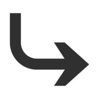 a seta indica o ícone de estilo de silhueta curva de direção vetor