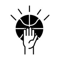 jogo de basquete mão com bola equipamento recreação esporte silhueta estilo ícone vetor