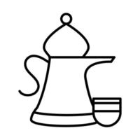 ícone de estilo de linha de cozinha de barro e xícara vetor
