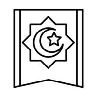 Ícone de estilo de linha de celebração religiosa islâmica tradicional de lua e estrela de tapete vetor