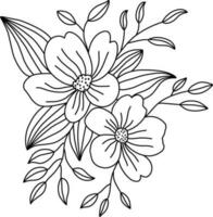 flor bonita com galhos e folhas isoladas de ilustração vetorial de ícone de design vetor