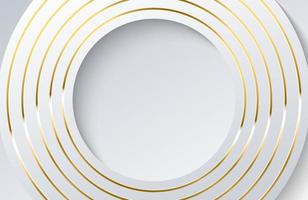 fundo branco moderno com elemento de círculo de ouro brilhante. elegante design de forma de círculo com vetor de linha dourada