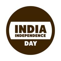 Etiqueta da Índia feliz dia da independência com ícone de bandeira nacional de estilo de silhueta patriótica vetor