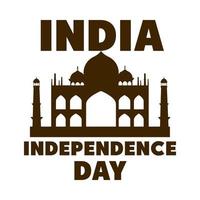 Feliz Dia da Independência da Índia, ícone de estilo de silhueta de cartaz de turismo nacional vetor